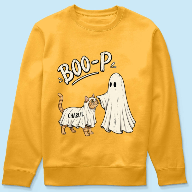 Funny Boo-p Ghost Pet Portrait From Your Pet Photo - Personalized Shirt - Halloween Gift For Dog Cat Lovers