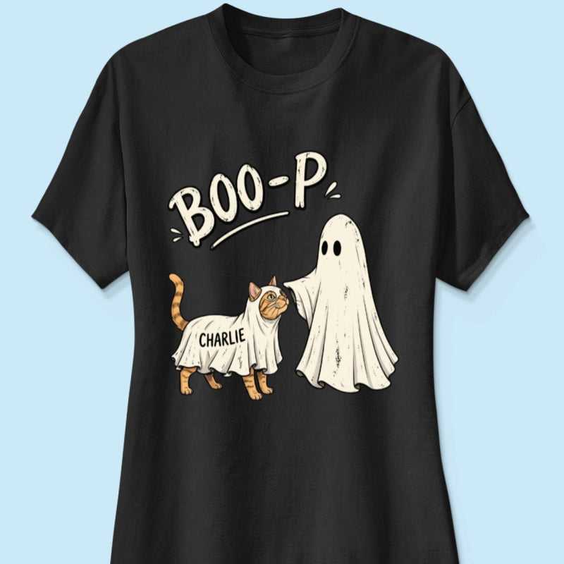 Funny Boo-p Ghost Pet Portrait From Your Pet Photo - Personalized Shirt - Halloween Gift For Dog Cat Lovers