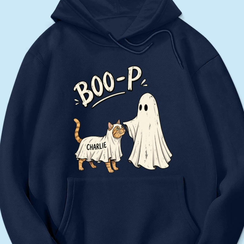 Funny Boo-p Ghost Pet Portrait From Your Pet Photo - Personalized Shirt - Halloween Gift For Dog Cat Lovers