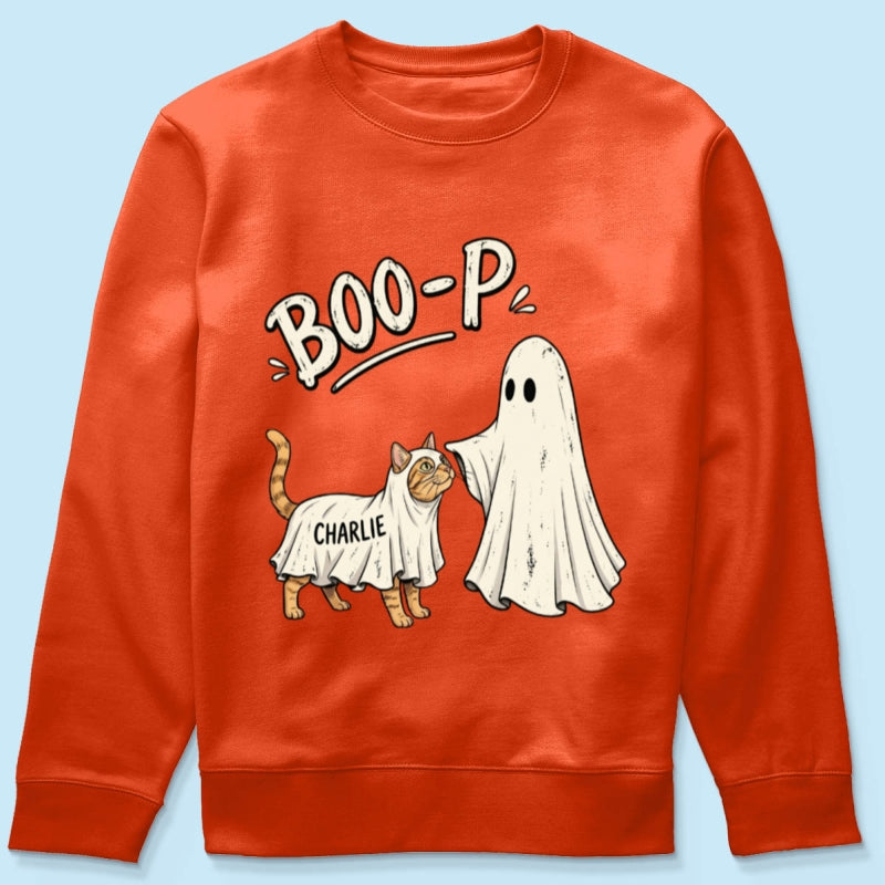 Funny Boo-p Ghost Pet Portrait From Your Pet Photo - Personalized Shirt - Halloween Gift For Dog Cat Lovers