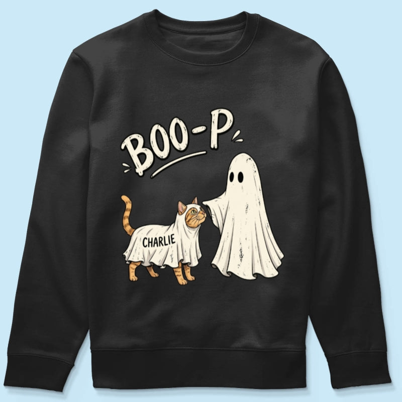 Funny Boo-p Ghost Pet Portrait From Your Pet Photo - Personalized Shirt - Halloween Gift For Dog Cat Lovers