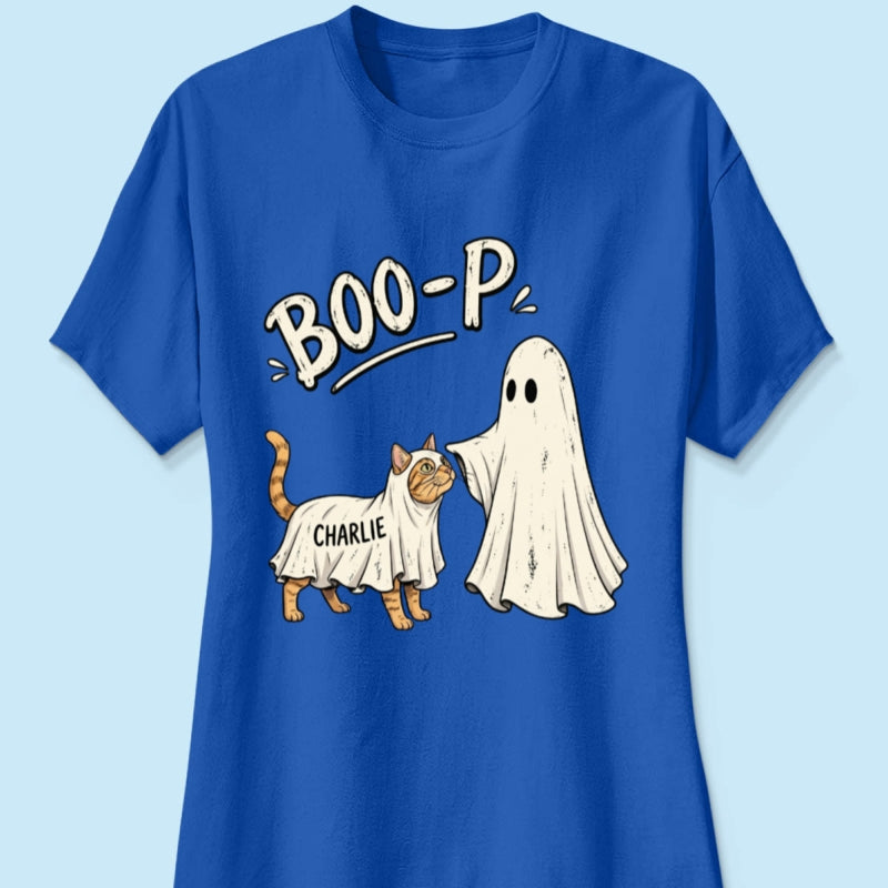 Funny Boo-p Ghost Pet Portrait From Your Pet Photo - Personalized Shirt - Halloween Gift For Dog Cat Lovers