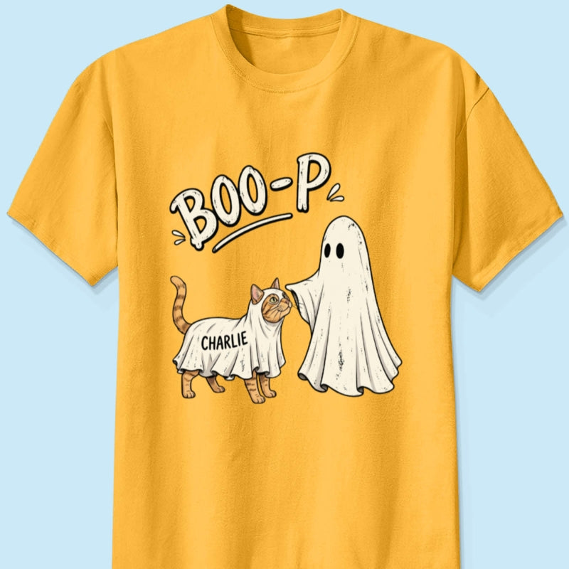 Funny Boo-p Ghost Pet Portrait From Your Pet Photo - Personalized Shirt - Halloween Gift For Dog Cat Lovers
