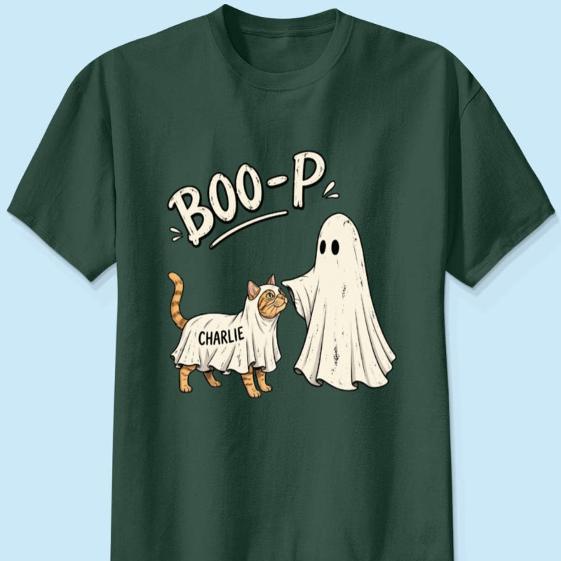 Funny Boo-p Ghost Pet Portrait From Your Pet Photo - Personalized Shirt - Halloween Gift For Dog Cat Lovers