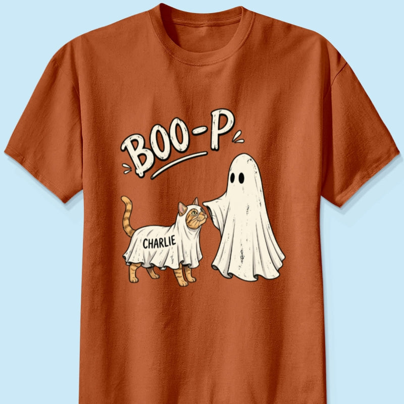 Funny Boo-p Ghost Pet Portrait From Your Pet Photo - Personalized Shirt - Halloween Gift For Dog Cat Lovers