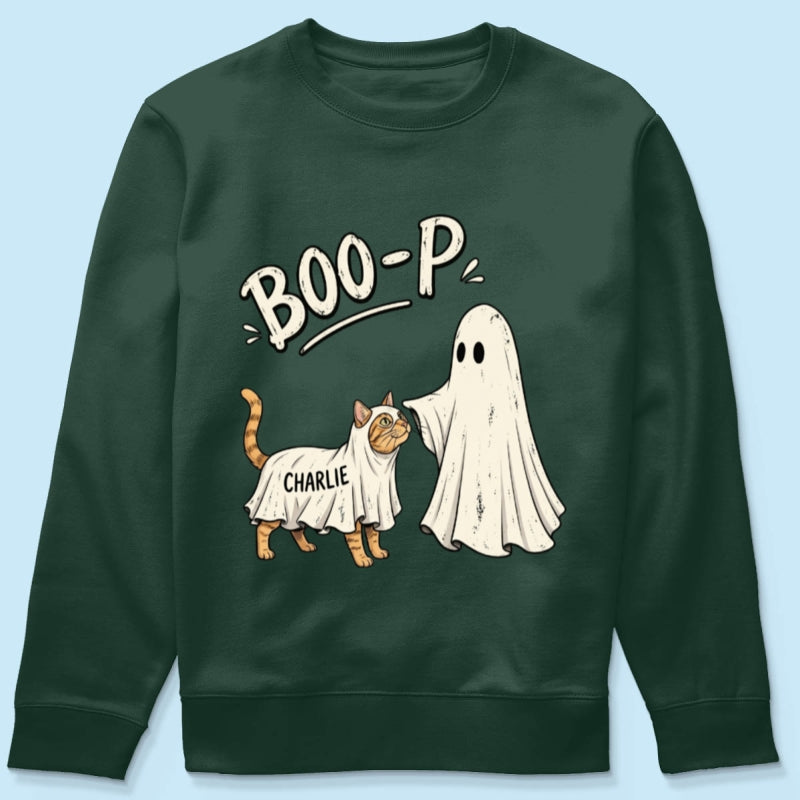 Funny Boo-p Ghost Pet Portrait From Your Pet Photo - Personalized Shirt - Halloween Gift For Dog Cat Lovers