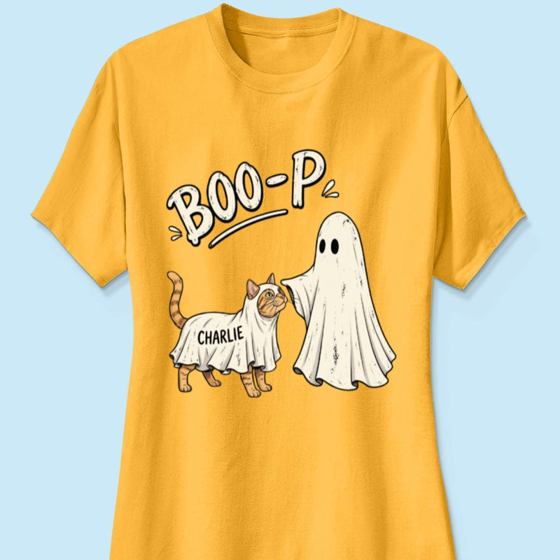 Funny Boo-p Ghost Pet Portrait From Your Pet Photo - Personalized Shirt - Halloween Gift For Dog Cat Lovers