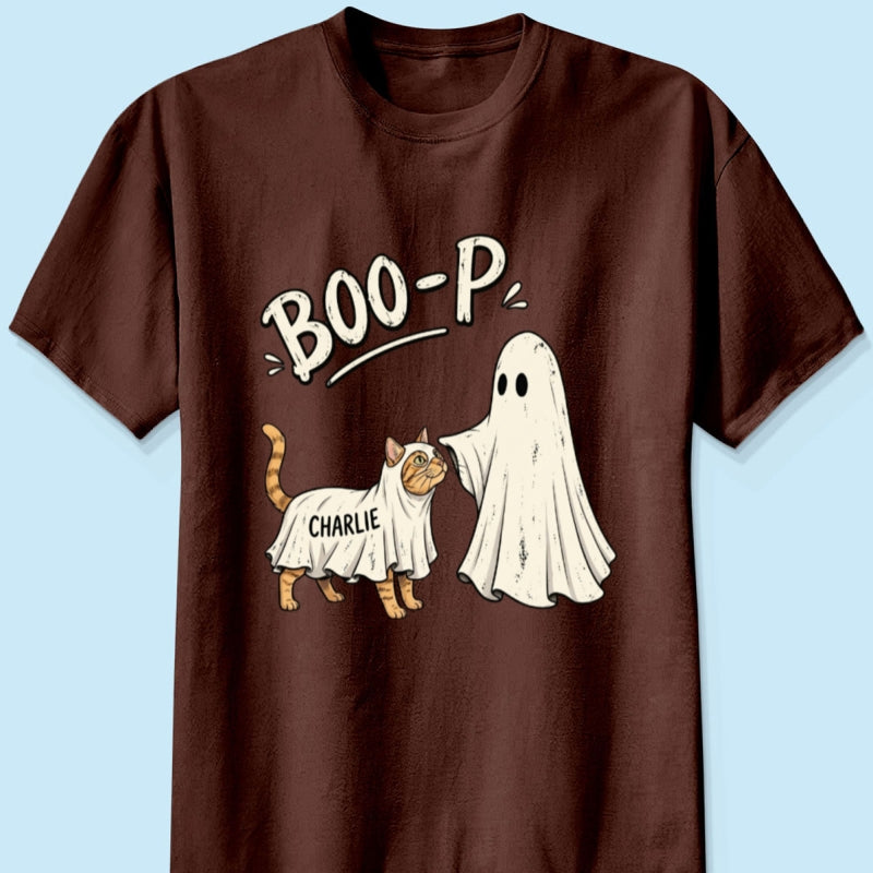 Funny Boo-p Ghost Pet Portrait From Your Pet Photo - Personalized Shirt - Halloween Gift For Dog Cat Lovers