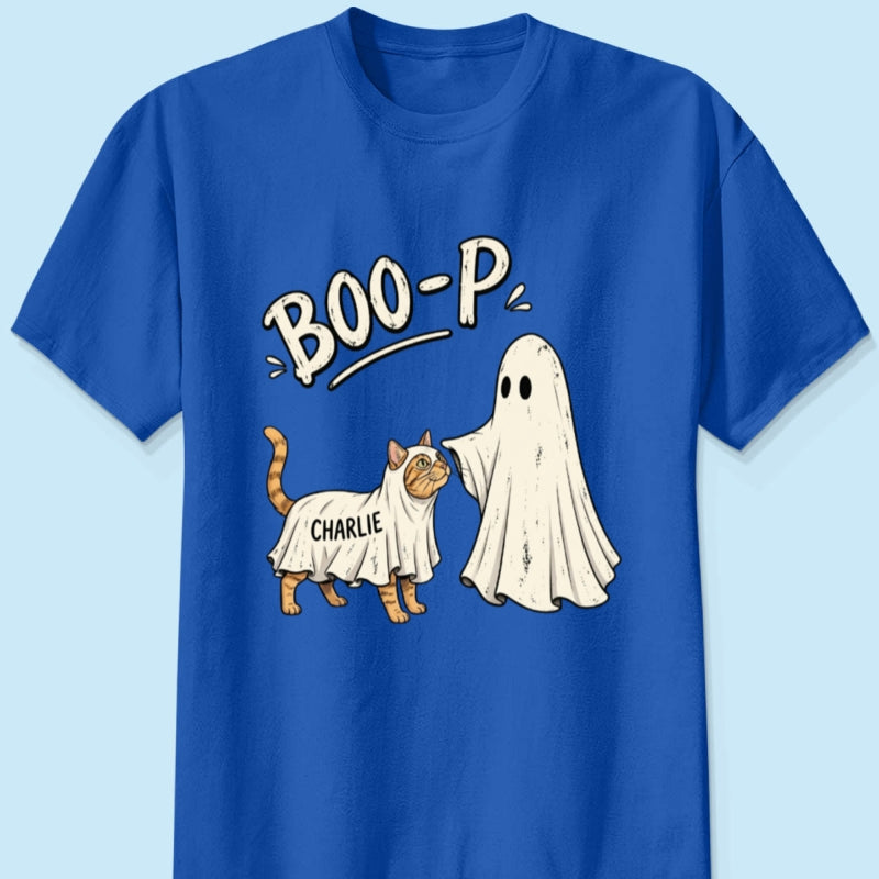 Funny Boo-p Ghost Pet Portrait From Your Pet Photo - Personalized Shirt - Halloween Gift For Dog Cat Lovers