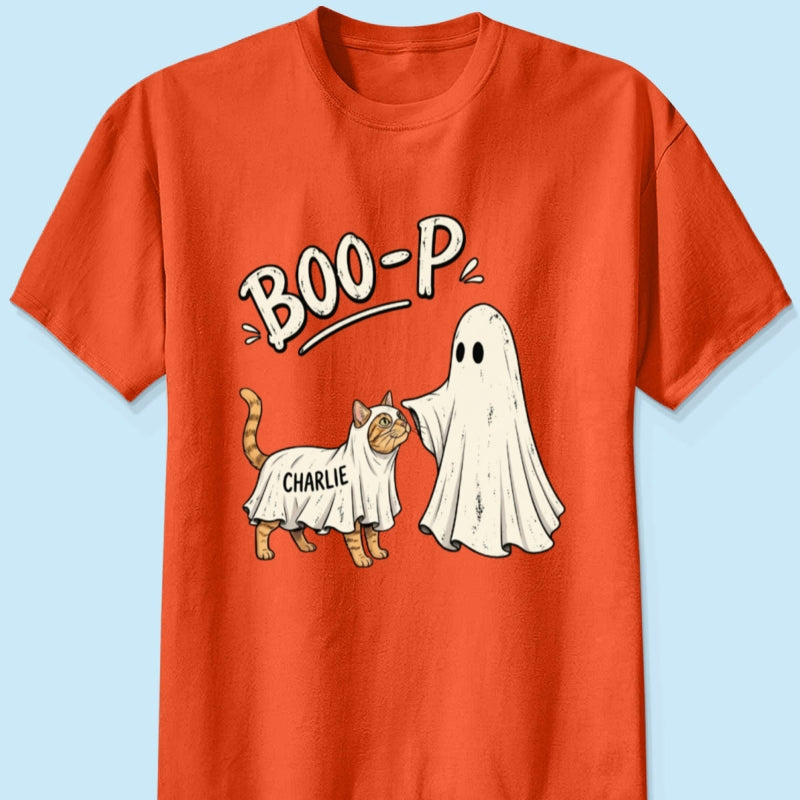 Funny Boo-p Ghost Pet Portrait From Your Pet Photo - Personalized Shirt - Halloween Gift For Dog Cat Lovers