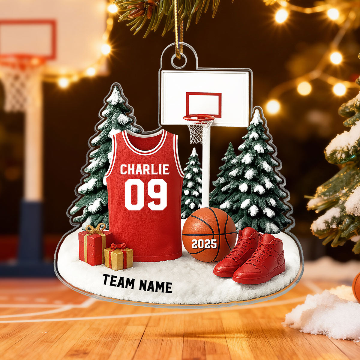 3D Effect Basketball Player Uniform - Personalized Acrylic Ornament - Gift For Basketball Lovers