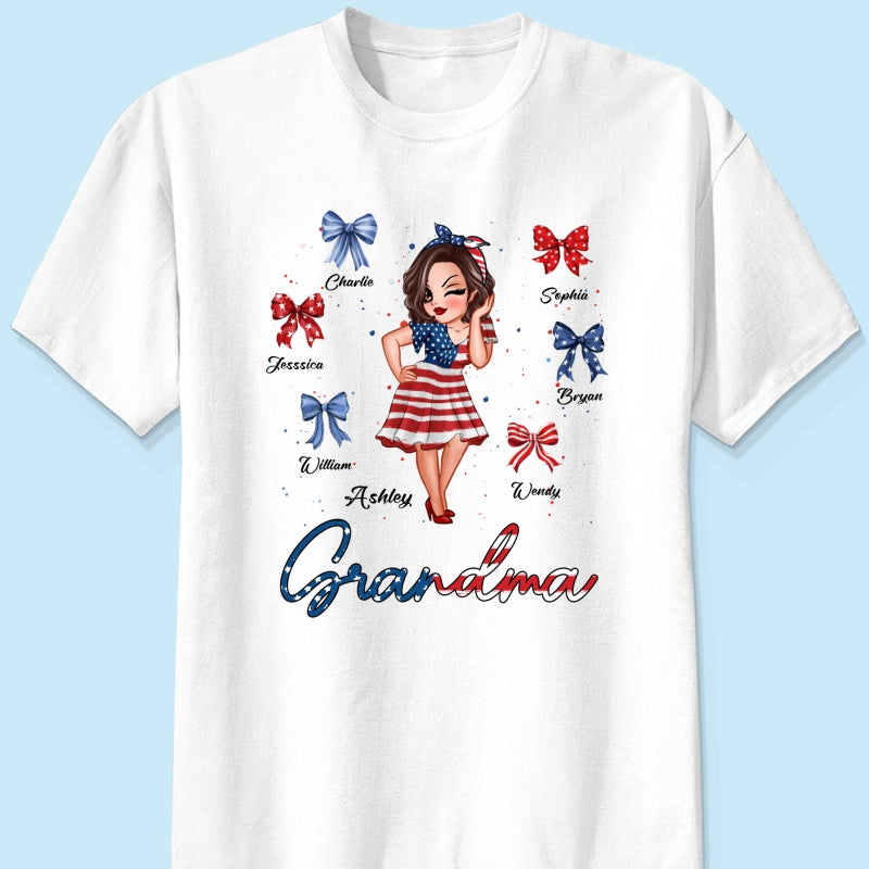 American Grandma Mom Bows Kids Personalized Shirt