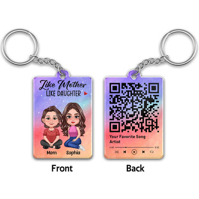 Galaxy Pretty Doll Mother Daughter Favorite Song Scannable QR Code Personalized Acrylic Keychain