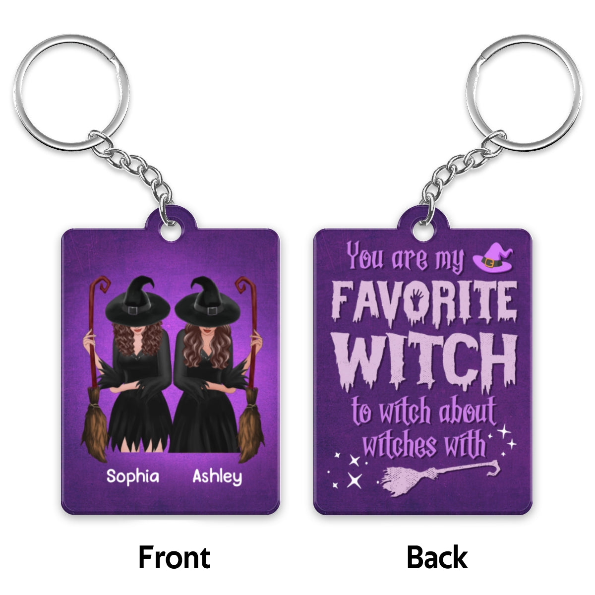 Halloween Front View Besties Gift For Best Friends Personalized Acrylic Keychain