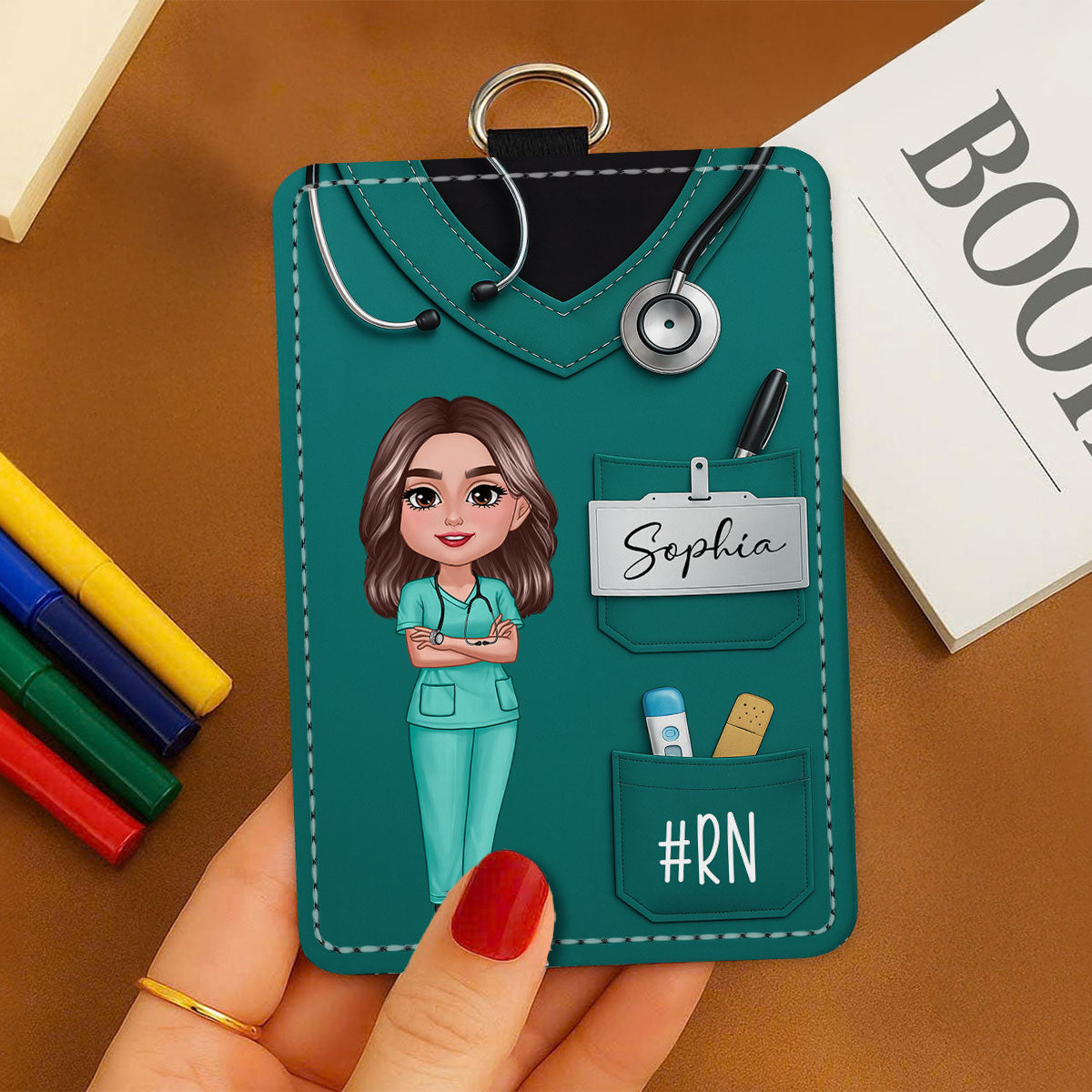 Scrub Theme Nurse CNA CMA RN LPN Name Personalized ID Badge Holder