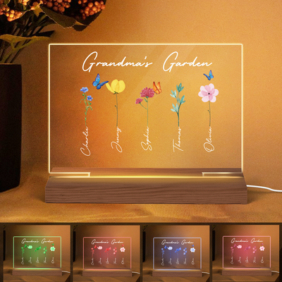 Family Watercolor Flowers Personalized Custom Shape LED Night Light