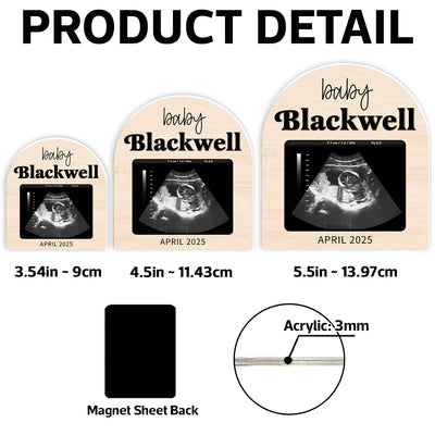 Upload Ultrasound Photo Baby Coming Soon Personalized Acrylic Fridge Magnet, Unique Pregnancy Announcement