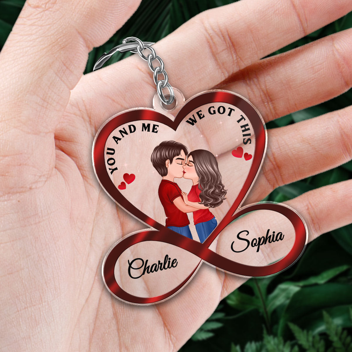 Infinity Heart Couple Kissing Anniversary Gift For Him Gift For Her Personalized Acrylic Keychain