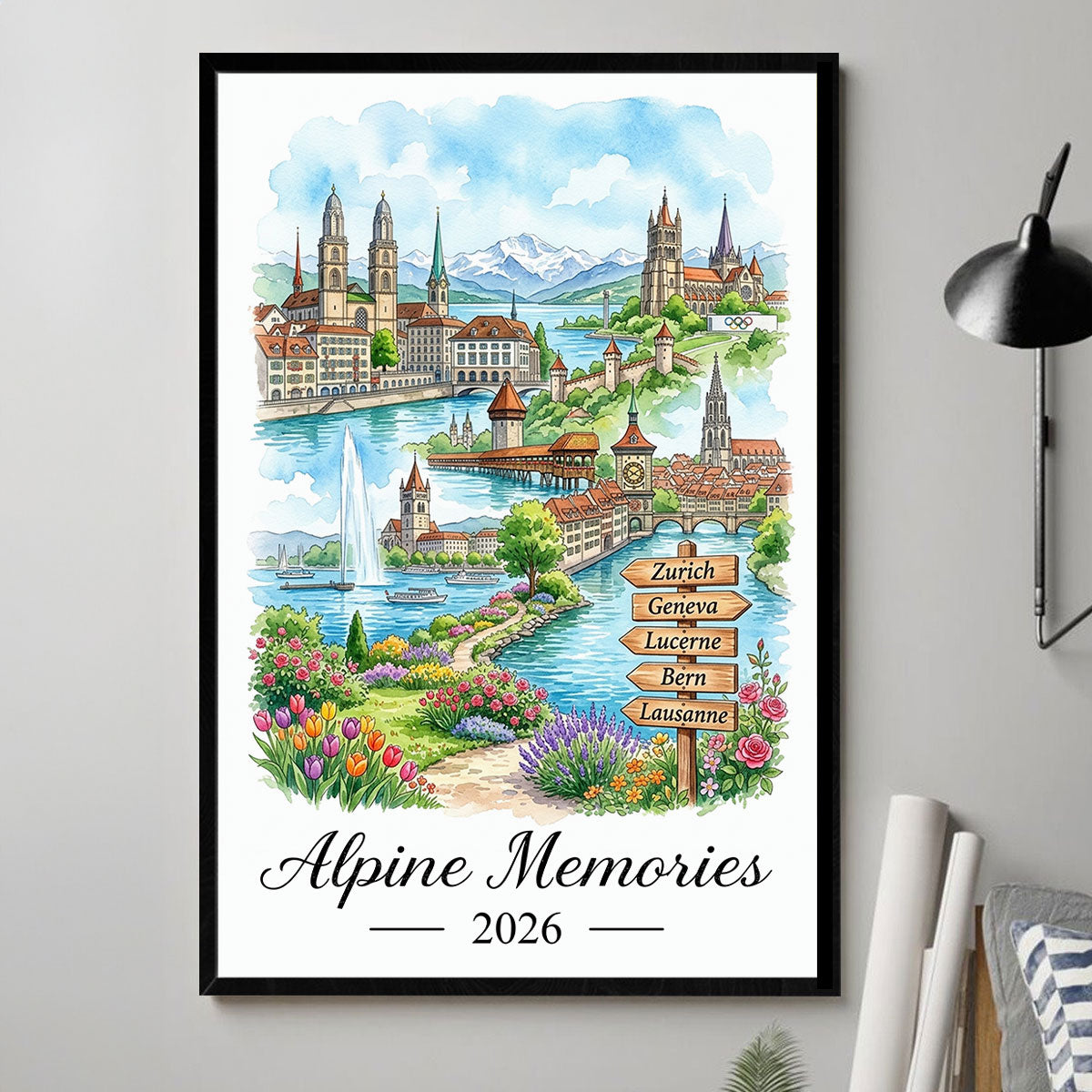 Our Adventures Custom Names & Year - Personalized Poster - Travel Christmas Keepsake Gift For Couples, Husband, Wife, Boyfriend, Girlfriend