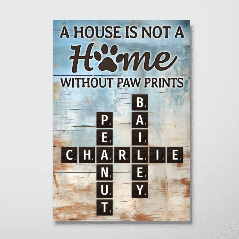 Home With Paw Prints Pet Crossword Puzzle Wall Art Home Decor Personalized Poster
