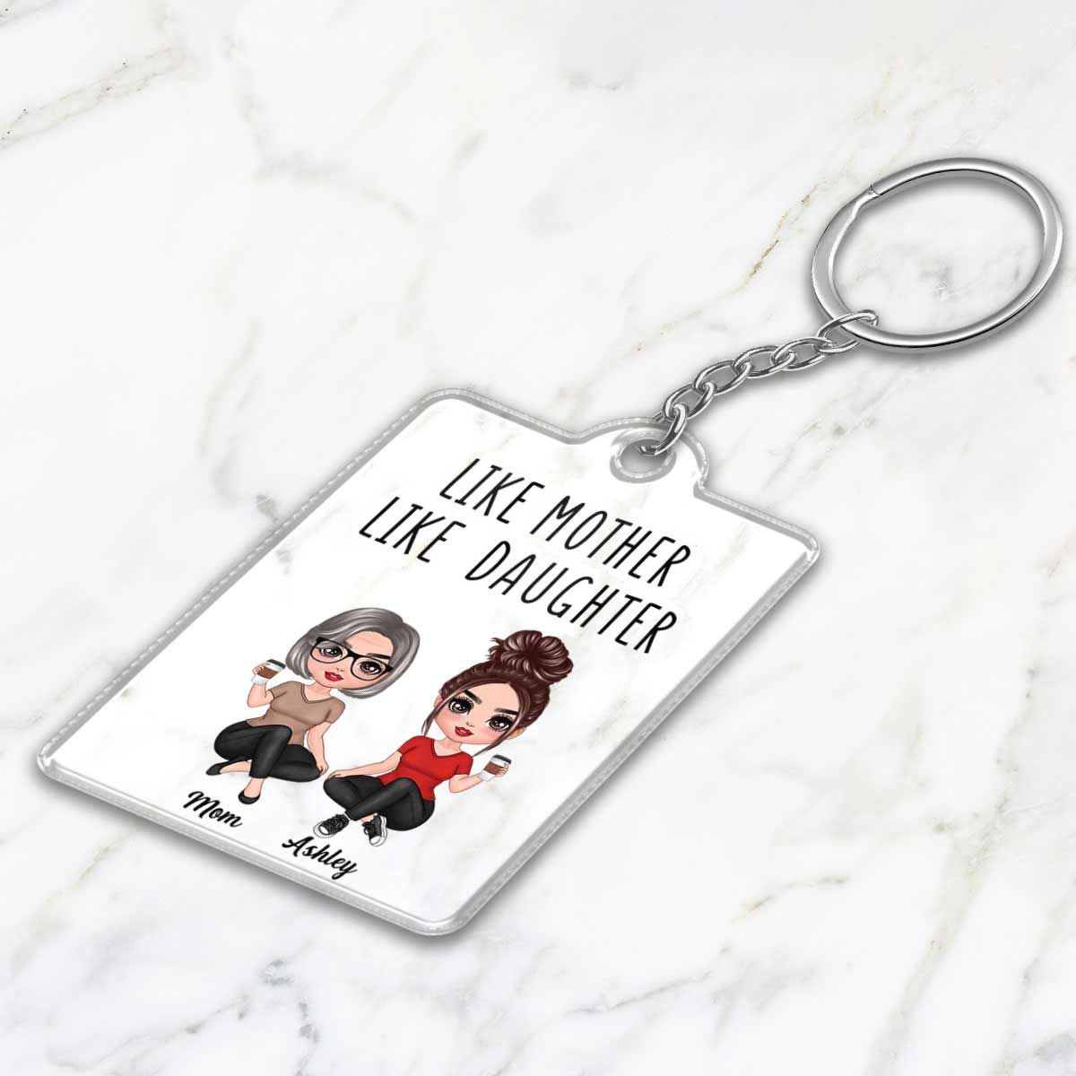 Like Mother Like Daughter Pretty Doll Women Sitting Personalized Acrylic Keychain