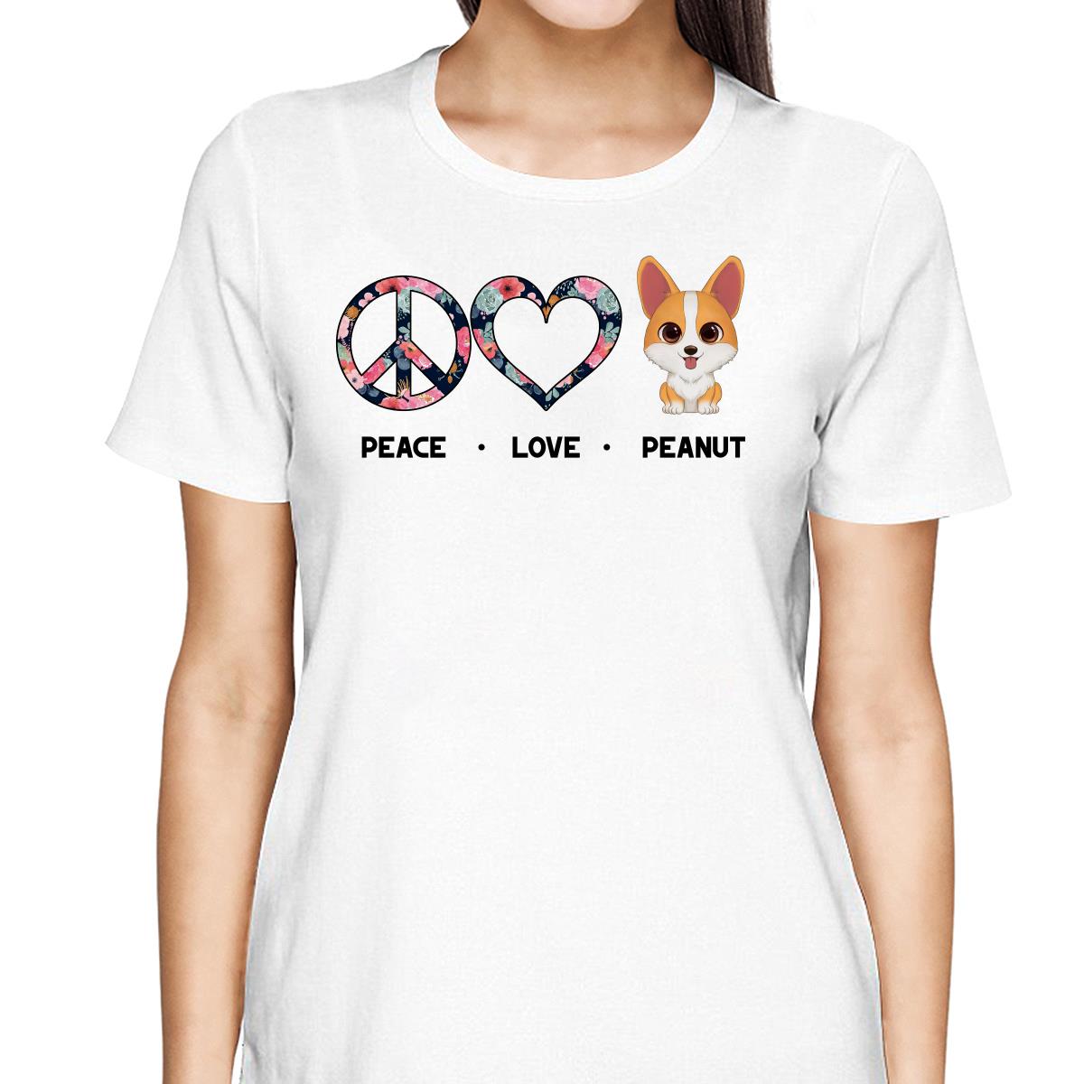 Peace Love Cute Watercolor Dog Cat Gift For Pet Lover Personalized Shirt
