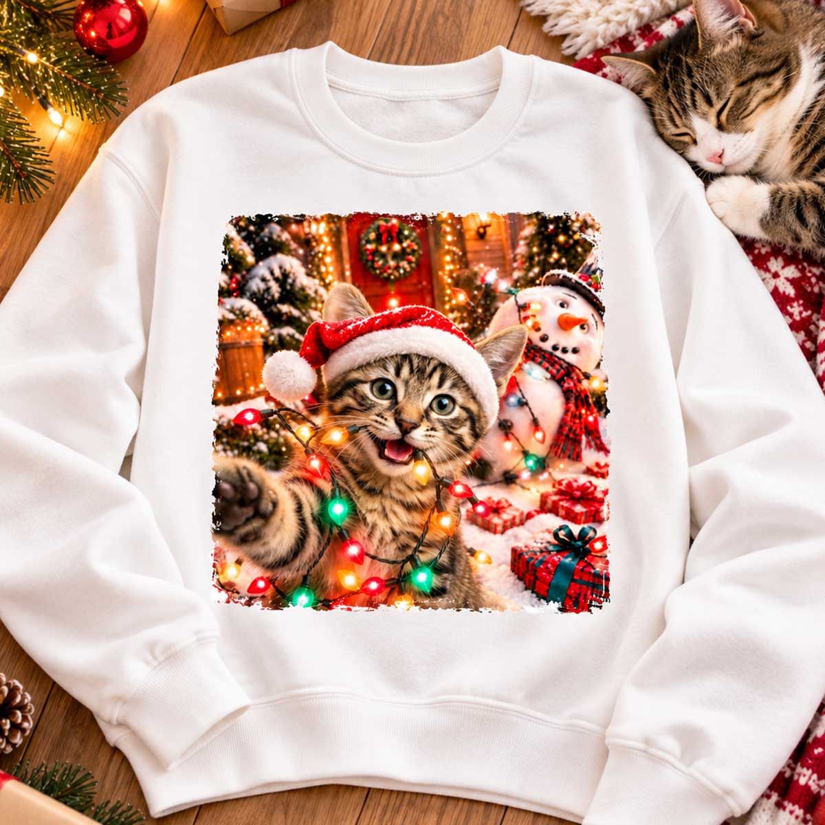 Dog Cat Ruin Christmas Things Upload Pet Photo - Personalized Shirt - Funny Gift For Dog Lovers, Cat Lovers