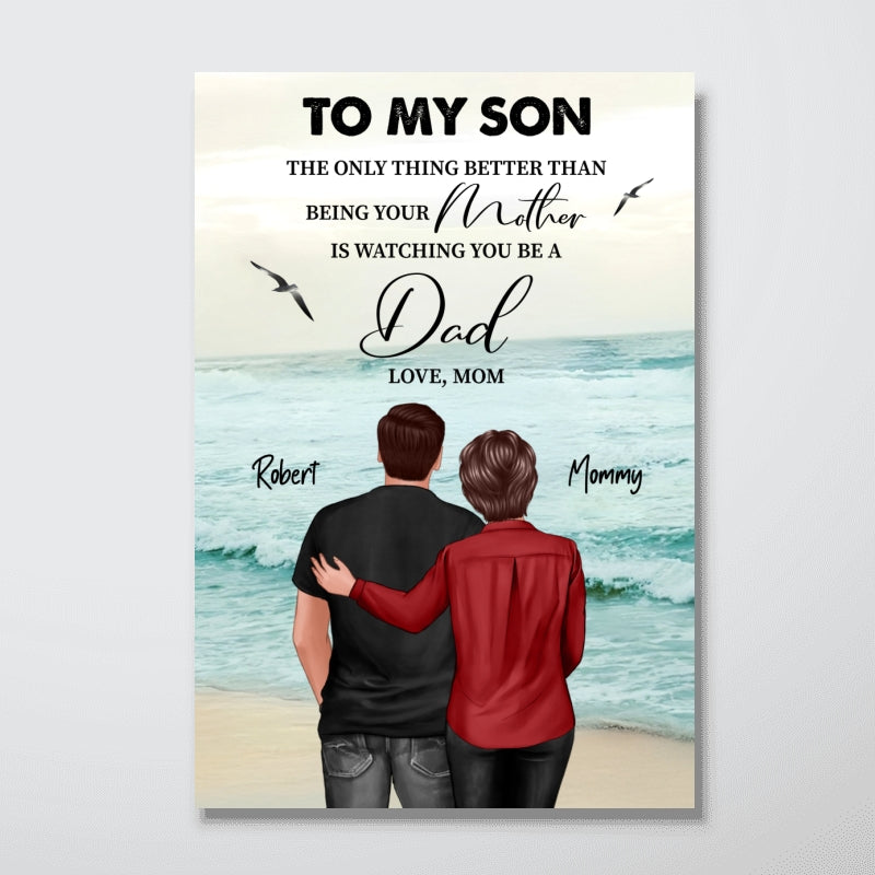 Beach Landscape To My Son From Dad Mom Personalized Poster, Father's Day gift
