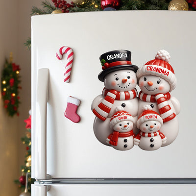 3D Effect Cute Snowman Family Christmas Decor Personalized Decal