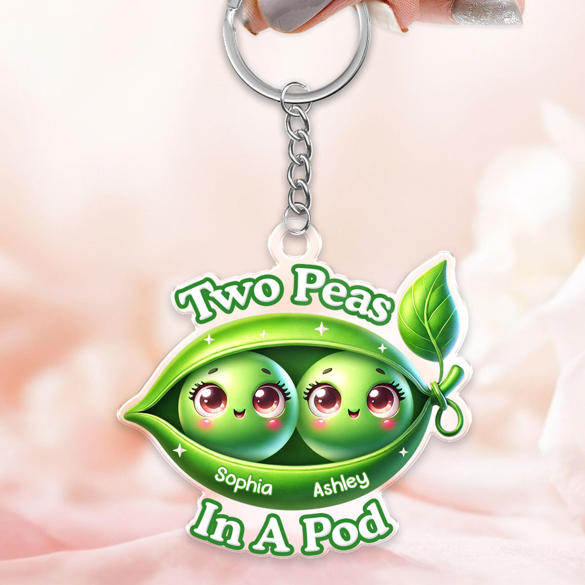 We Are Peas In The Pot Personalized Acrylic Keychain, Gift For Besties, Gift For Sisters, Gift For Twins