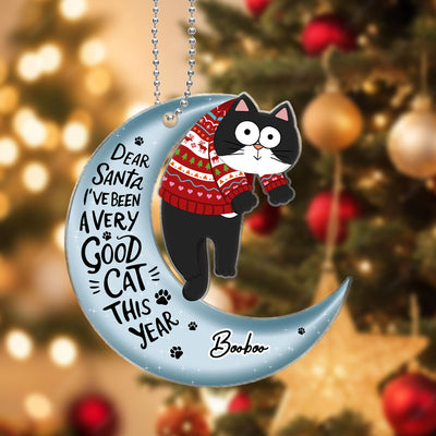 Naughty Cats On Moon Personalized Acrylic Ornament, Christmas Gift