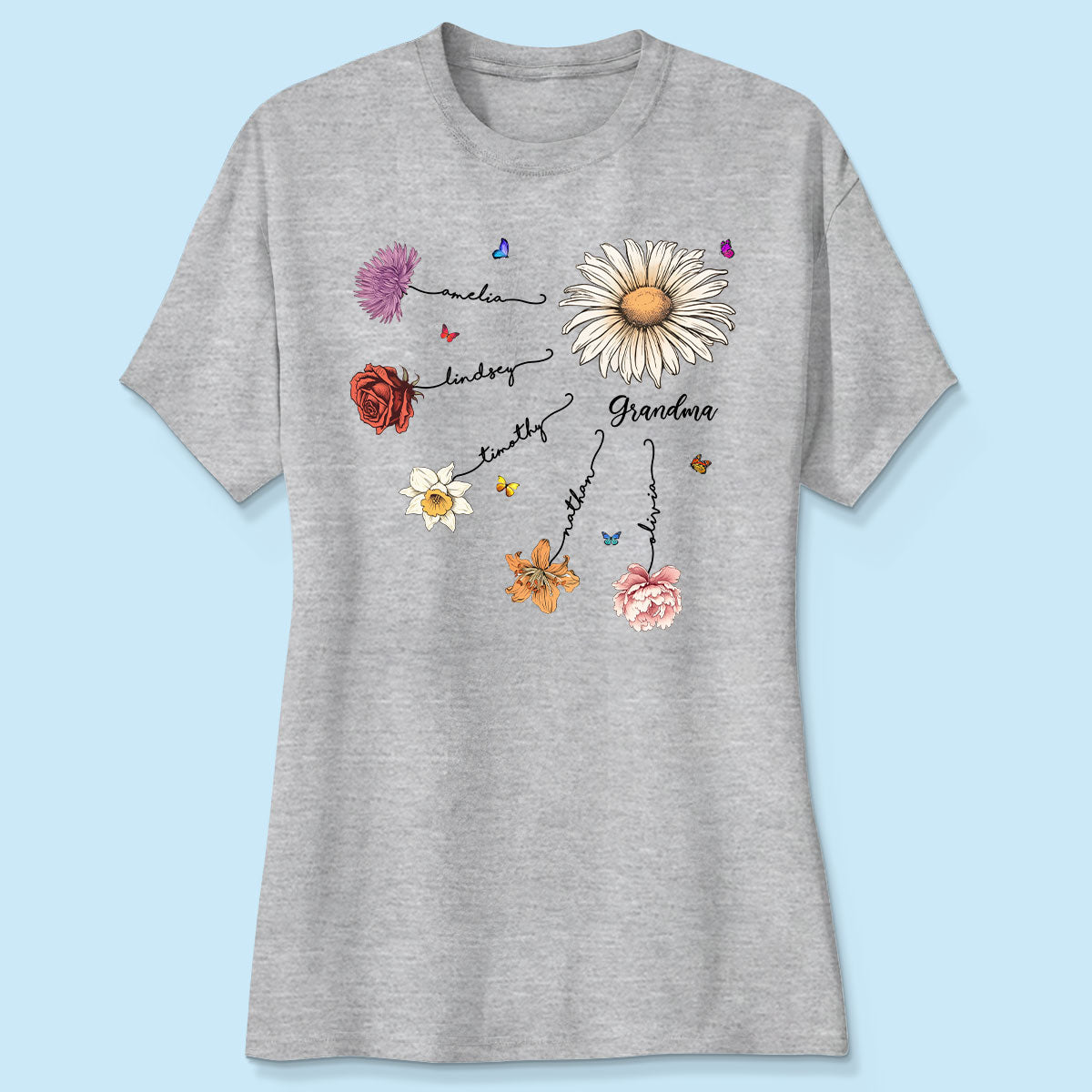 Grandma Mom Birth Flowers Personalized Shirt, Gift for Moms, for Grandmas
