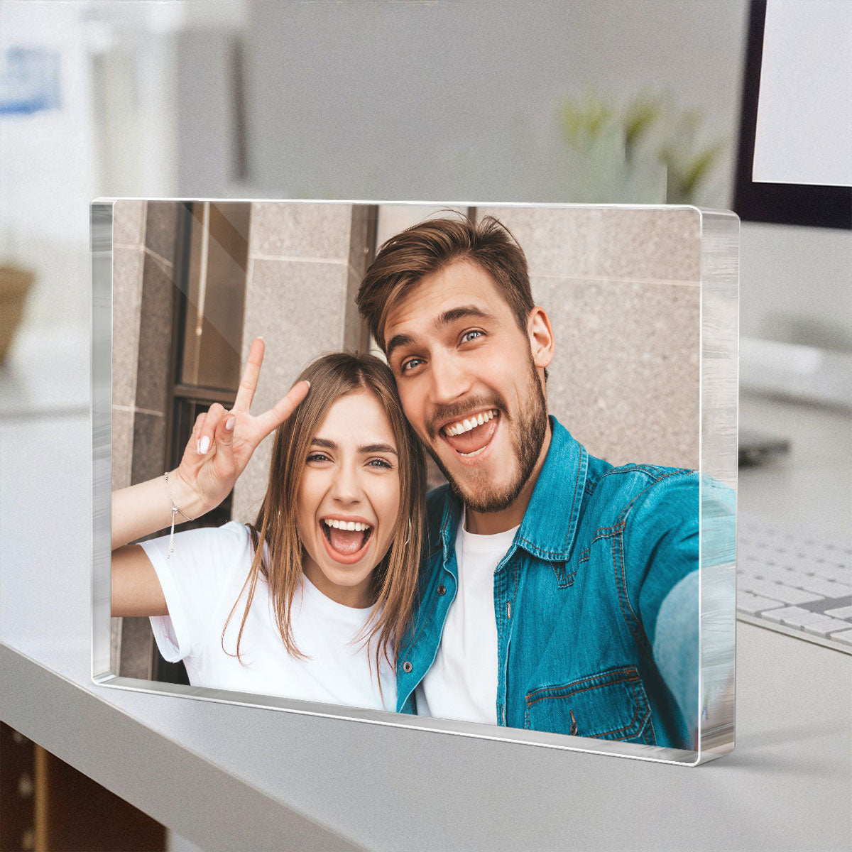 Couple Photo Upload Personalized Rectangle Acrylic Block Plaque, Heartfelt Gift For Couple, For Him, For Her, Boyfriend, Girlfriend, Husband, Wife