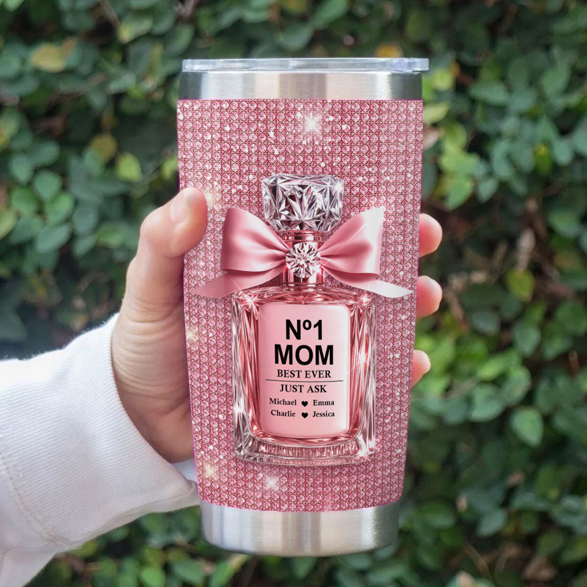 3D Effect Perfume MOM No 1 Best Ever Just Ask Personalized Tumbler, Gift For Mom