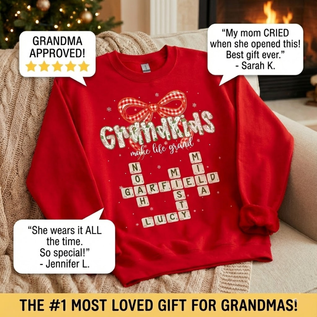 Grandkids Make Life Grand Coquette Floral Pattern Crossword Puzzle Art - Personalized Shirt