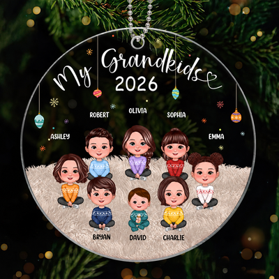 Christmas My Grandkids Cute Doll Kids Sitting Personalized Acrylic Ornament