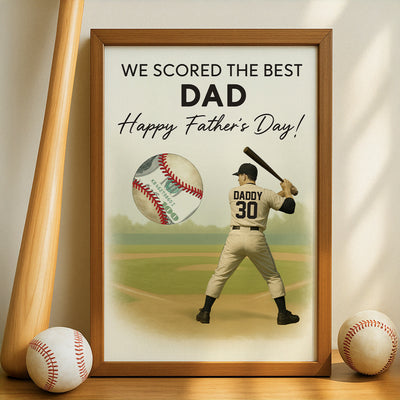 Baseball Dad Happy Father's Day Money Gift Personalized Poster, Gift for Dad, Gift for Husband