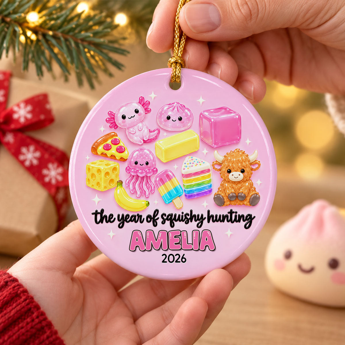 The Year of Squishy Dumpling Cute Characters- Personalized Ceramic Ornament - Christmas Gift for Daughters, Sons, Grandkids