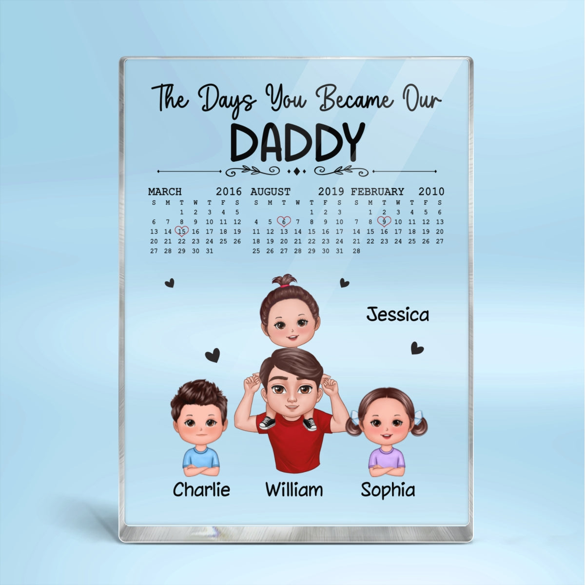 Doll Dad And Kids Piggyback The Days You Became Our Dad Personalized Vertical Rectangle Acrylic Block Plaque