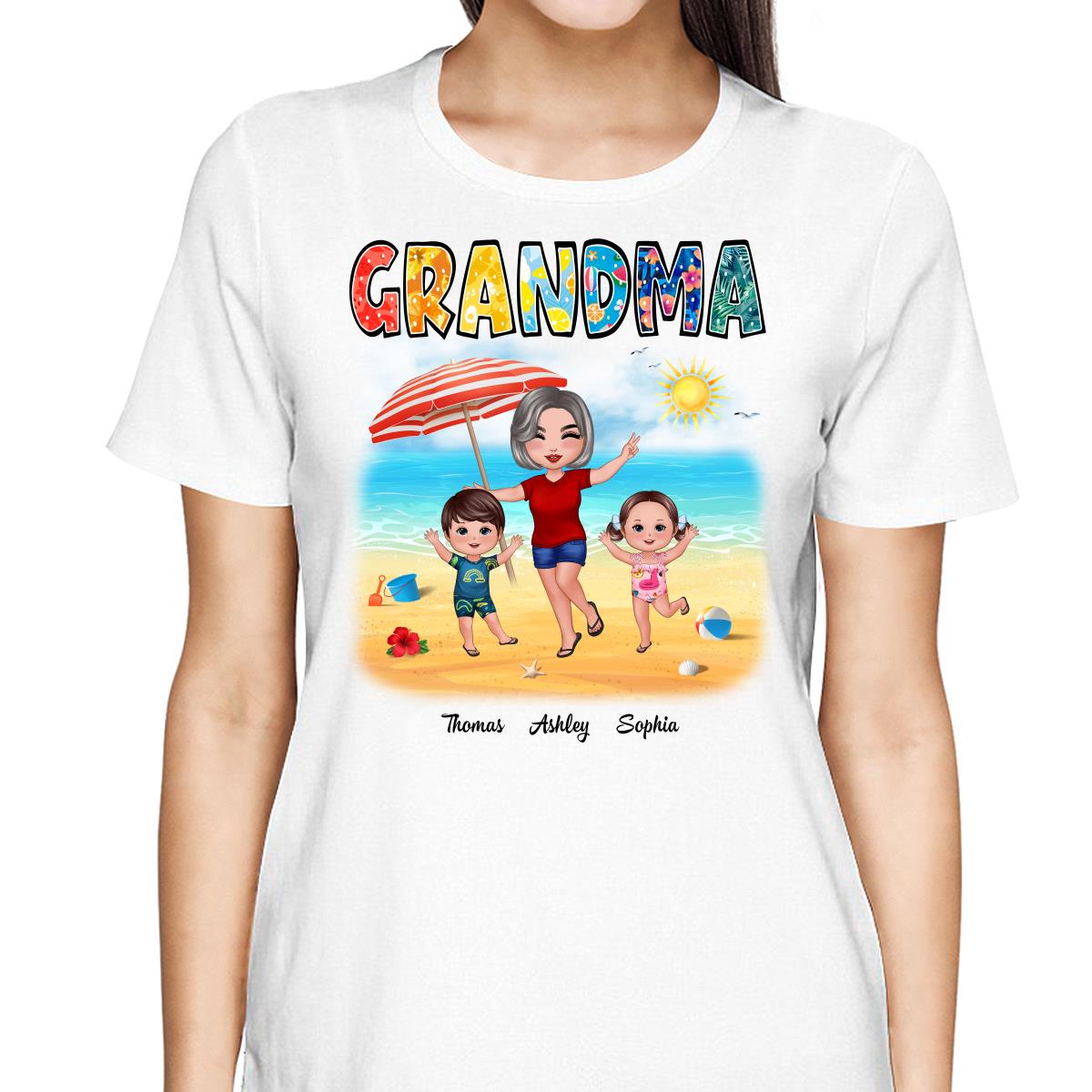Summer Pattern Grandma Mom Happy Doll Woman And Kids Personalized Shirt