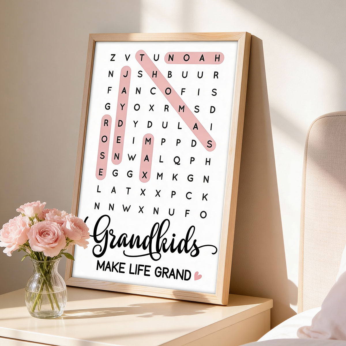 Grandkids Make Life Grand Word Search - Personalized Poster - Mother's Day Gift For Grandma