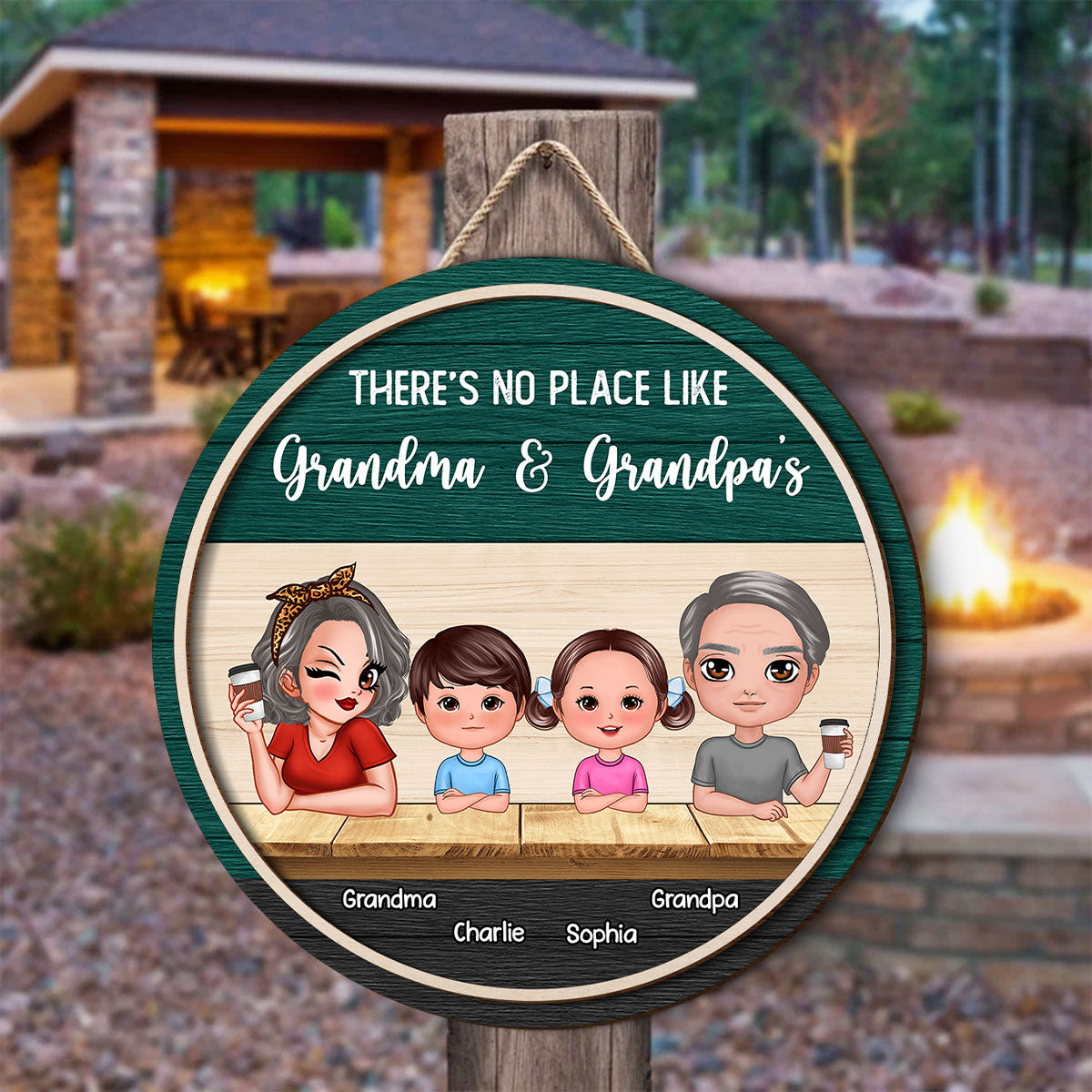 No Place Like Grandma Grandpa's House, Personalized 2 Layer Wooden Door Sign, Home Decor