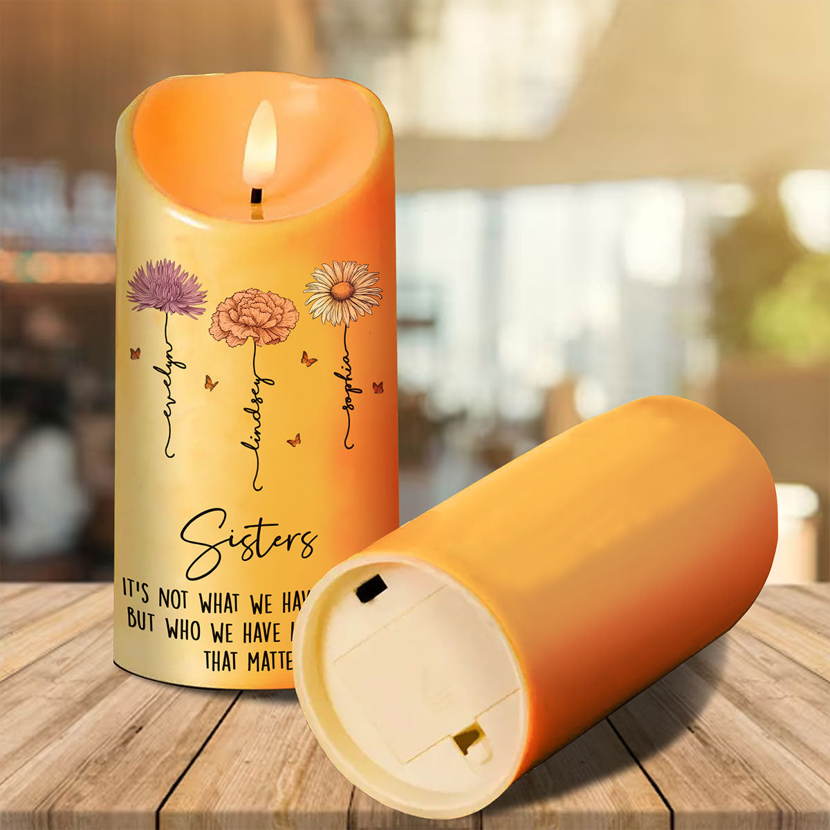 Best Friends Besties Birth Month Flower Personalized LED Candle