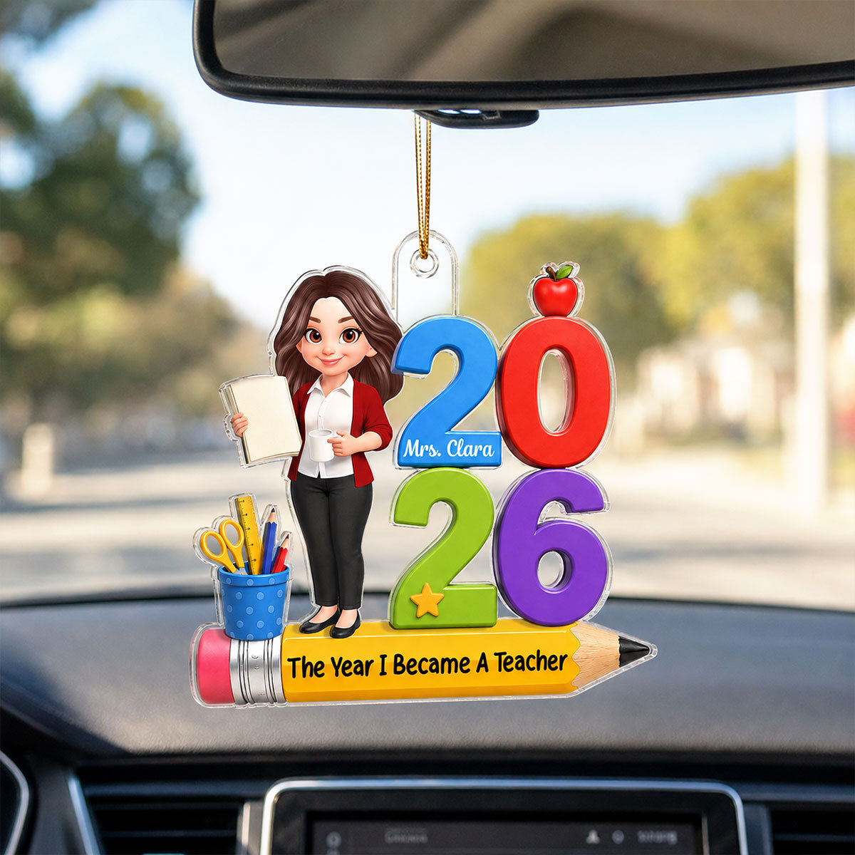 The Year I Became A Teacher 2D Flat - Personalized Acrylic Ornament - Christmas Keepsake Gift For Teacher