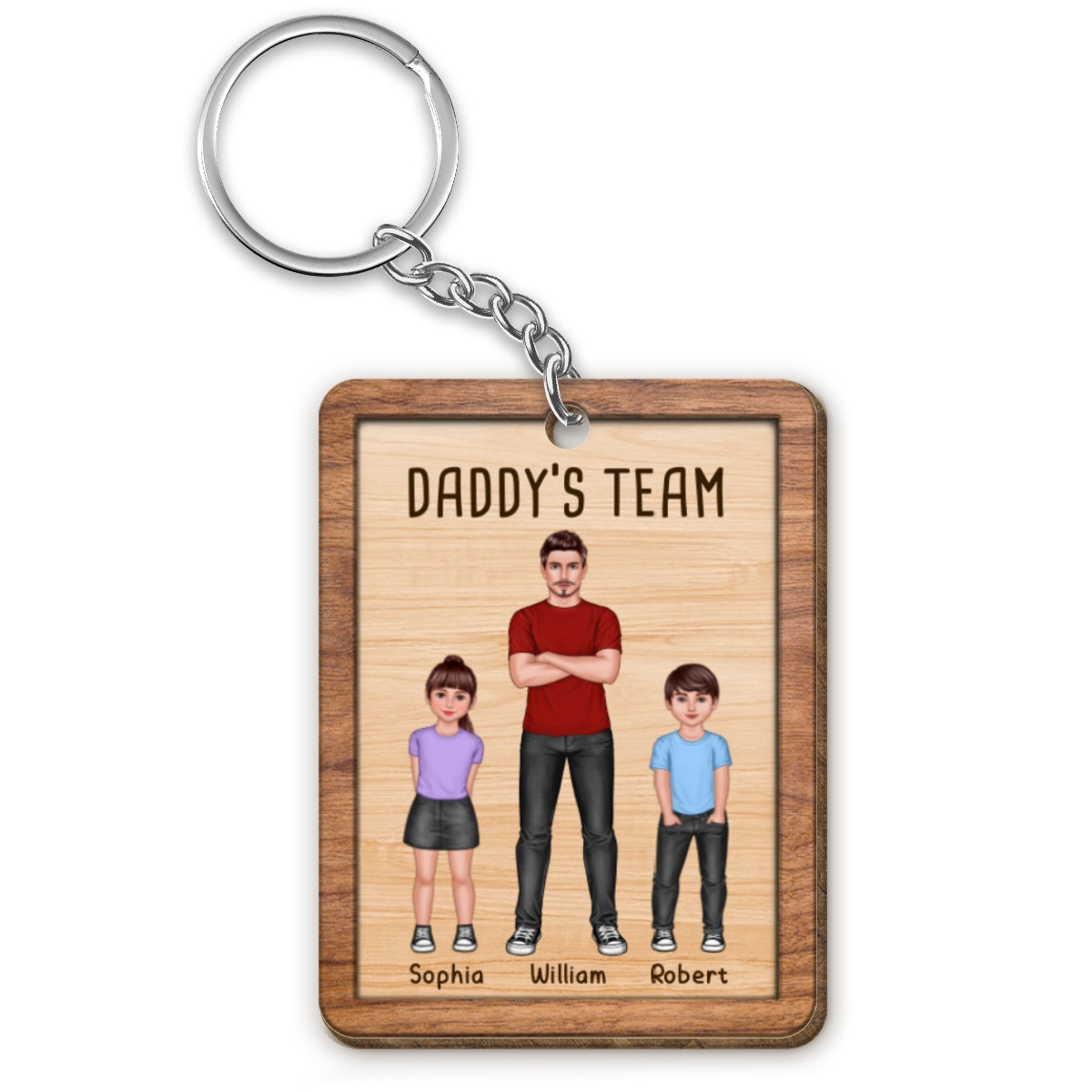 Daddy‘s Team Cool Dads And Kids Personalized Wooden Keychain