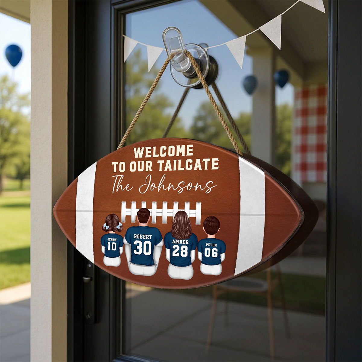 Welcome To Our Tailgate Football Family Decor Personalized Wooden Sign
