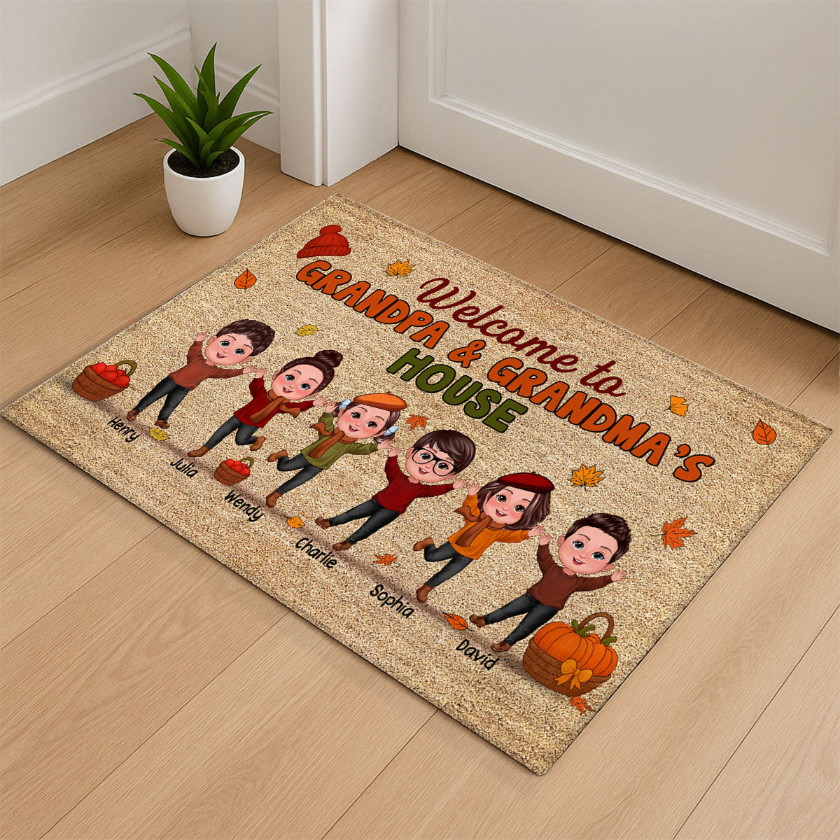 Fall Season Welcome To Grandma Grandpa House Personalized Doormat