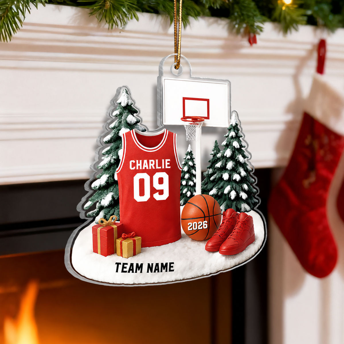 3D Effect Basketball Player Uniform - Personalized Acrylic Ornament - Gift For Basketball Lovers