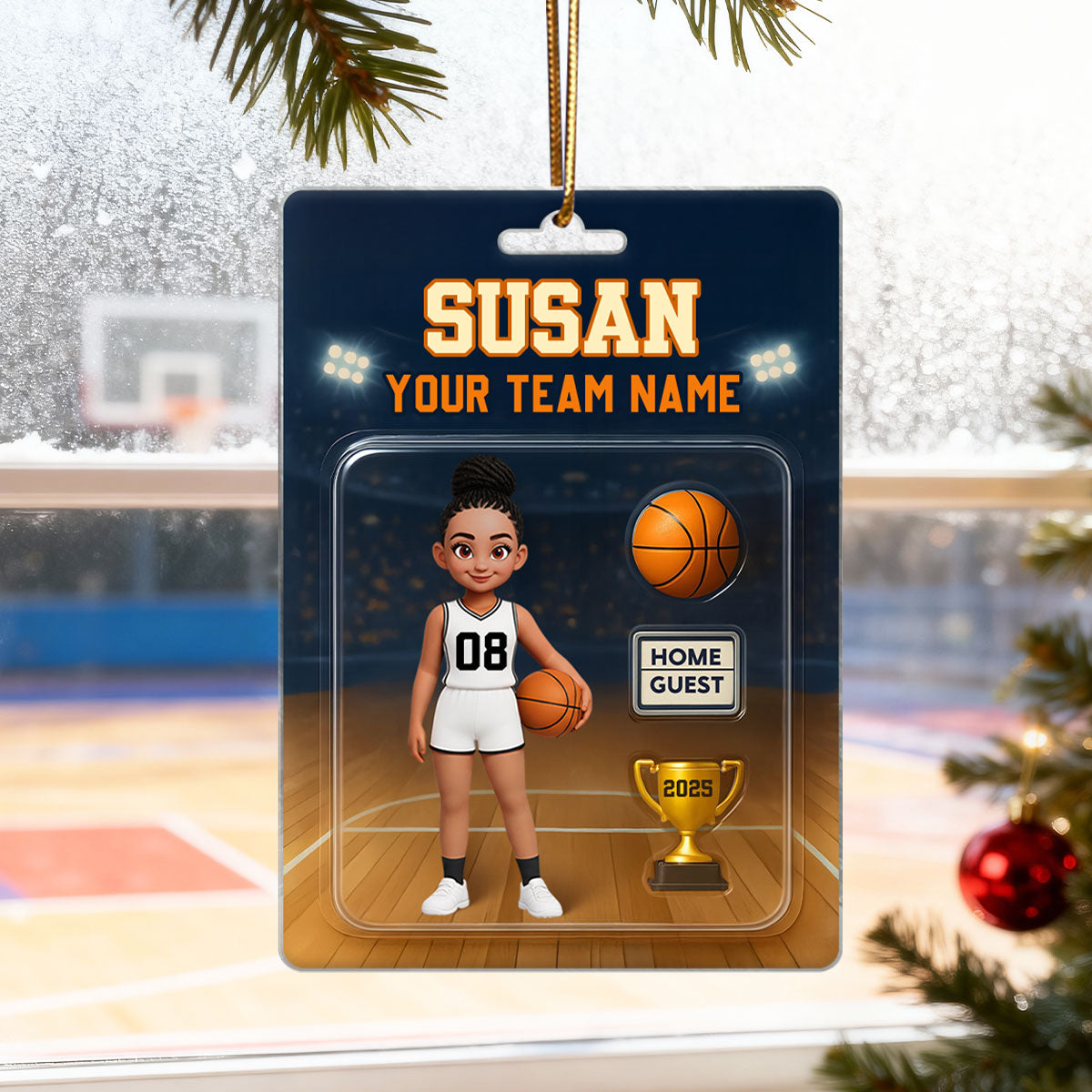Basketball Player Custom Figure 3D Effect - Personalized Acrylic Ornament - Christmas Gift for Son, Daughter, Grandkids