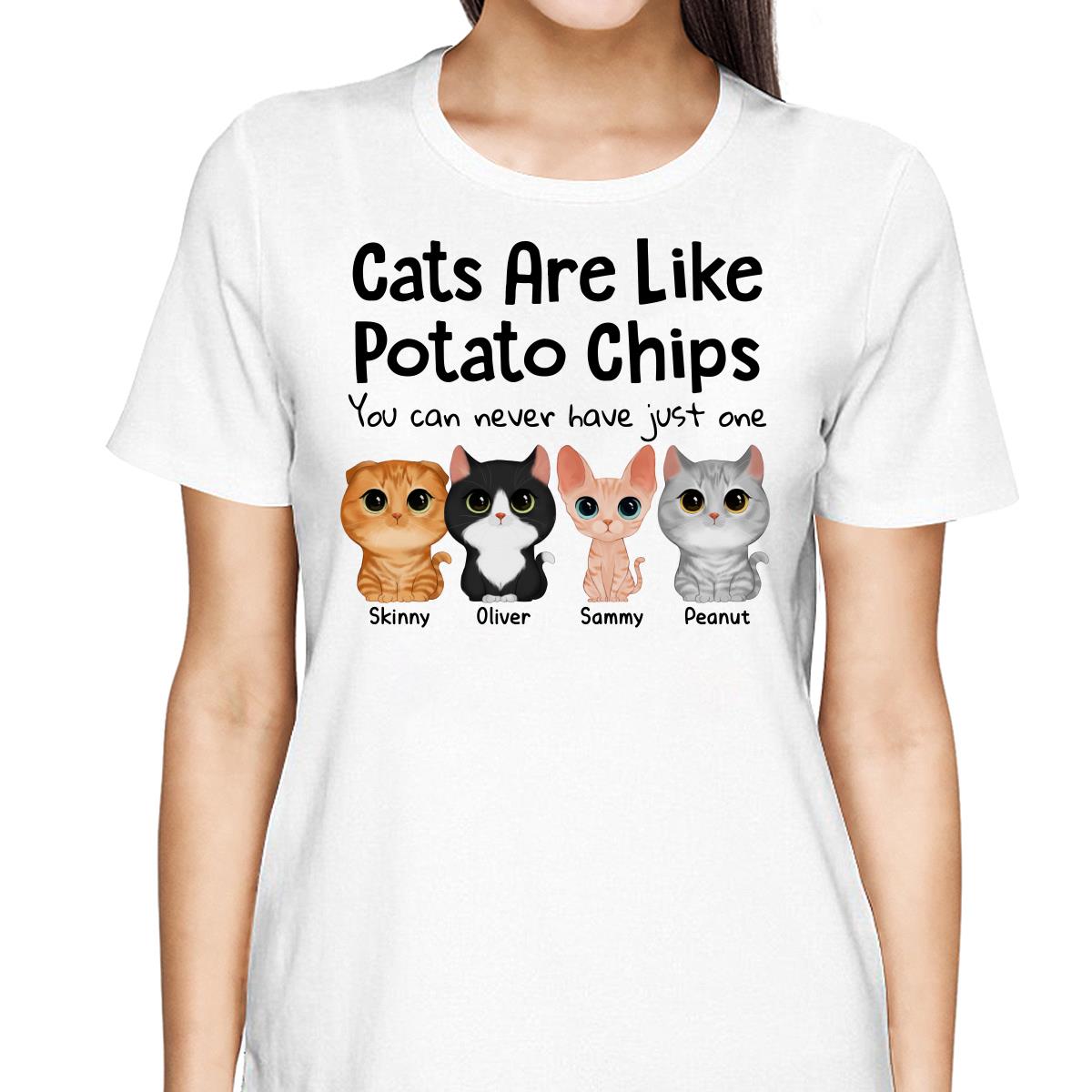 Watercolor Cute Cats Potato Chips Personalized Shirt